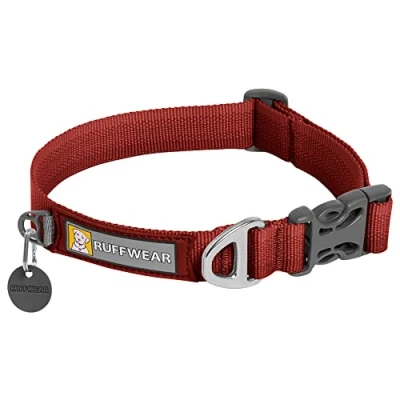 Abbildung von RUFFWEAR Front Range Hundehalsband, Robustes Tubelok Gewebe, Aluminium Leinenbefestigung &amp; Schnalle, Helles, Stilvolles Langlebiges Halsband für den Alltag, Red Clay, (Größe L, 51 66 cm)