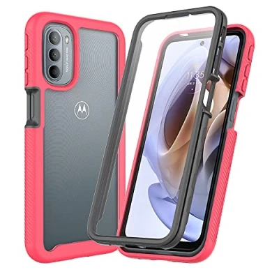 Abbildung von XINNI Hülle für Motorola Moto G51 5G, 360 Grad Stoßfeste Schutzhülle mit Integriertem Bildschirmschutz, Robuster Bumper Outdoor Full Body Case, Rosa