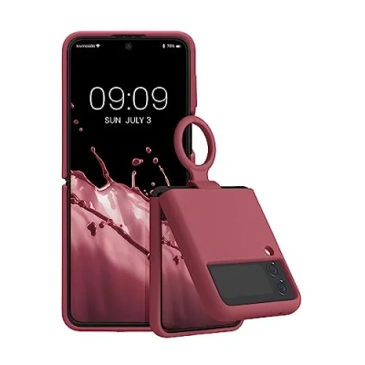 Abbildung von kwmobile Flip Soft Case kompatibel mit Samsung Galaxy Z Flip4 Silikon Hülle für Foldable Handy Handyhülle in Dark Rose