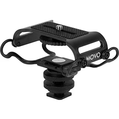 Abbildung von Movo SMM5 B Universal Mikrofon und tragbare Recorder Stoßdämpferhalterung passend für Zoom H1n, H2n, H4n, H5, H6, Tascam DR 40x, 05x, 07x andere mit einer 1/4 Zoll Befestigungsschraube
