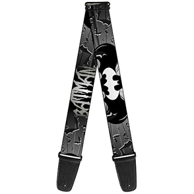 Abbildung von buckle down Gitarrengurt 34 60&quot; BATMAN w/Bat Signals &amp; Flying Bats Black/White