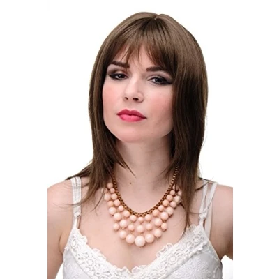 Abbildung von WIG ME UP 3003 10 Schulterlange Damen Perücke Braun Mittel Goldbraun glatte Haare mit Pony ca. 50 cm