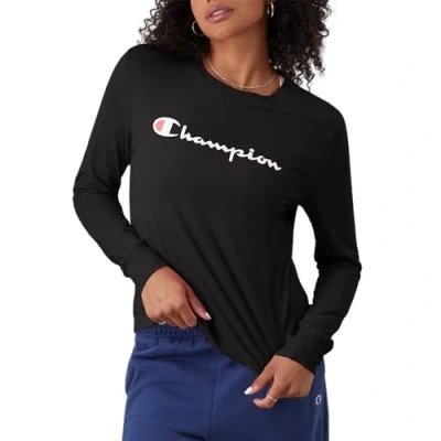 Abbildung von Champion Damen, klassisches Langarm, bequemes T Shirt, schwarz, Klein