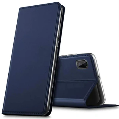 Abbildung von Verco Handyhülle für Samsung A10, Premium Handy Flip Cover Galaxy A10 Hülle [integr. Magnet] Book Case PU Leder Tasche, Blau