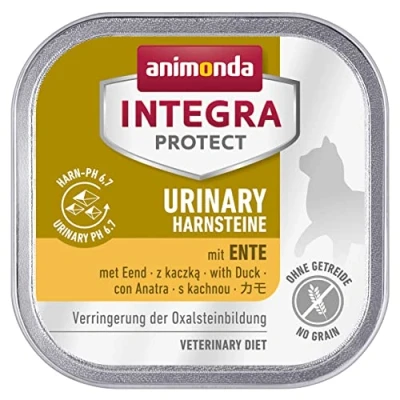 Abbildung von animonda INTEGRA PROTECT Katzenfutter nass Urinary Oxalstein Ente (16 x 100g), vom Tierarzt empfohlen bei Harnsteinen, mit Veterinären entwickeltes Diätalleinfutter für erwachsene Katzen