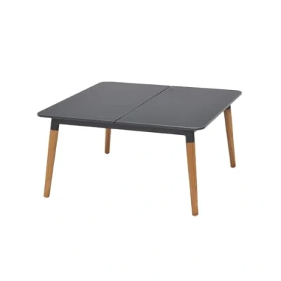Abbildung von Riess Ambiente Outdoor Beistelltisch Ipanema 80 cm anthrazit Aluminium Teakholz wetterfest Gartentisch Balkontisch Terrassentisch Tisch Aluminiumtisch