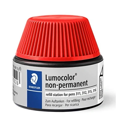 Abbildung von STAEDTLER 487 15 Lumocolor non permanent Universalstift Nachfüllstation für 311/312/315/316, 20x Nachfüllen, rot