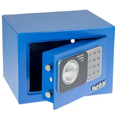 Abbildung von HMF Möbeltresor Robuster Tresor aus Stahl, Schließfach mit Elektronischem Schloss, 23 x 17 cm, blau