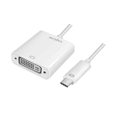 Abbildung von LogiLink UA0245A USB C (USB 3.2 Gen 1x1) auf DVI Adapter mit integriertem Transmitter, Auflösung 1080P für Windows 8/10, Mac OS X (inkl. MacBook Pro Modelle ab 2016), Chrome und Android