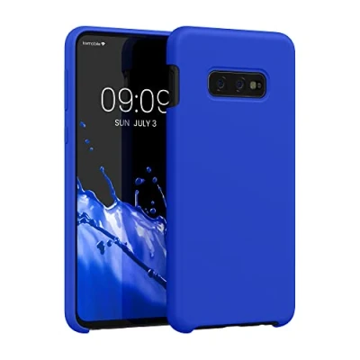Abbildung von kwmobile Hülle kompatibel mit Samsung Galaxy S10e Silikon Handy Case Handyhülle weiche Oberfläche kabelloses Laden Baltik Blau