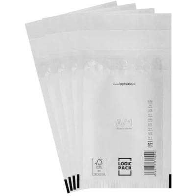 Abbildung von LOGIC PACK 400 Luftpolsterumschläge Versandtaschen Luftpolster A1 120 x 175 mm Weiß, Luftpolstertaschen Haftklebend Gepolsterte Briefumschläge Premium Umschläge Polsterumschläge geeignet für DIN A6