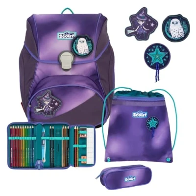 Abbildung von Scout Schulranzen Alpha Exklusiv Superflash Purple Magic Set 4 teilig