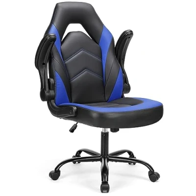 Abbildung von Sweetcrispy Gaming Stuhl Computerstuhl Ergonomischer Bürostuhl PU Leder Schreibtischstuhl Chefsessel Verstellbarer Drehstuhl Arbeitsstuhl mit hochklappbarer Armlehne