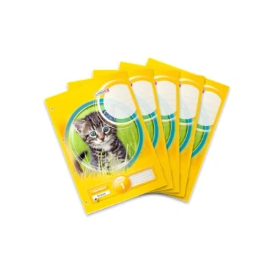 Abbildung von Landré Arbeits Block A4 liniert, Lineatur 1, 50 Blatt, 80 g/m², gelocht, Motiv Katze, 5 Stück