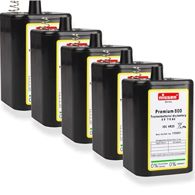 Abbildung von 5er Pack 4R25 Nissen Premium 800 6V Hochleistungs Industrial Longlife Blockbatterie 6 Volt Batterie Block neueste kraftmax Version 4R25X