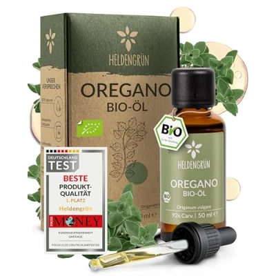 Abbildung von Heldengrün® Bio Oregano Öl 50 ml [MAX HOCHDOSIERT] mit +92% Carvacrol Zertifiziertes Lebensmittel zum Einnehmen Oreganoöl aus Griechenland Oil