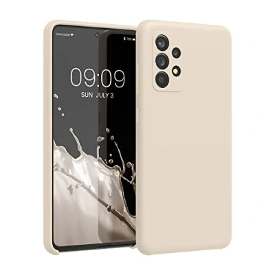 Abbildung von kwmobile Hülle kompatibel mit Samsung Galaxy A52 / 5G A52s Silikon Handy Case Handyhülle weiche Oberfläche kabelloses Laden Creme matt