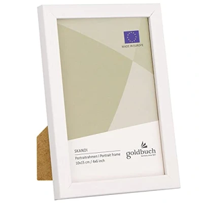 Abbildung von goldbuch Bilderrahmen Skandi 10x15 cm, Einzelrahmen aus Echt Holz, Portraitrahmen zum Stellen, Holzrahmen mit Wandhalterung, Foto Rahmen, Frame weiß