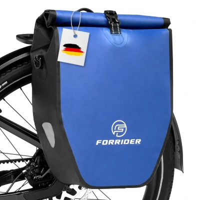 Abbildung von Forrider Fahrradtasche Wasserdicht für Gepäckträger [25L Volumen] mit Schultergurt Gepäckträgertasche Einzel Fahrrad Tasche Packtasche hält an jedem (Blau, Einzeltasche)