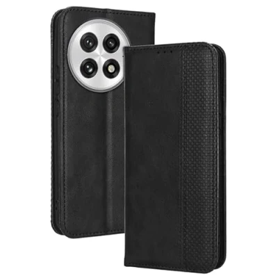 Abbildung von Topme Handyhülle hülle fur OnePlus 13 5G (6.82&quot; Inches) Case Schutzhülle, aus Leder mit Stilvollem, Strukturiertem Kartenschlitz.Schwarz