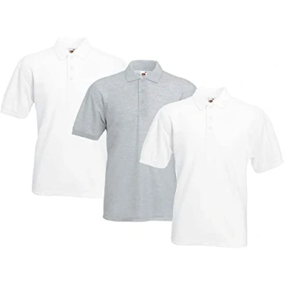 Abbildung von Fruit of the Loom Herren Poloshirt (3erPack) (2XL, 2Weiß1Grau)