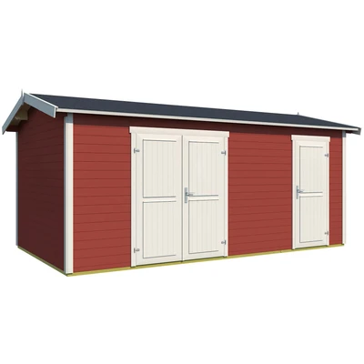 Abbildung von LASITA MAJA Gartenhaus &quot;Tuvalu XL&quot;, Blochbohlenhaus 28mm 2 Raum, Fundamentmass 5000x3000, Schwedenrot