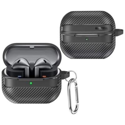 Abbildung von YKNIUFLY Bluetooth Kopfhörerhülle Kompatibel mit Samsung Galaxy Buds 3/Buds 3 Pro, Weiches TPU, 360 Rundumschutz Hülle Abdeckung Pro.(Schwarz)