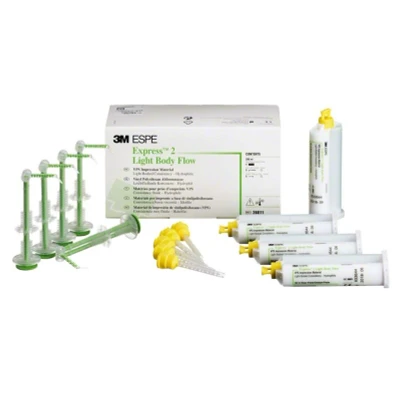 Abbildung von Express 2 light body flow 4 x 50 ml Doppelkartusche, 5 Garant Mischkanülen, Einwegspritzen