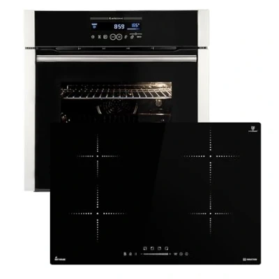 Abbildung von Autarkes Herdset: 60cm Einbaubackofen EB8016ED + 77cm Induktionskochfeld IH87704RL Katalyse Drehspieß Pizzafunktion Grill Heißluft Teleskopauszüge Automatik Timer SET8016IH877RL
