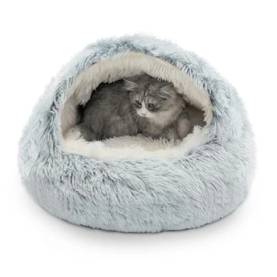 Abbildung von CATISM Katzenbett Waschbar Katzenschlafplatz für Katzen Plüsch Haustier Katzenkopfkissen Katzenkissen Flauschiges Kätzchen Welpen Kuschelbett Haustierbett Grau XL(60cm)