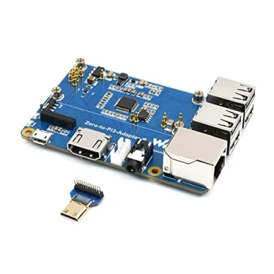 Abbildung von Waveshare Pi Zero 2 W auf Raspberry 3 Model B/B+ Adapter, Alternative für B/B+, Onboard 4 CH USB Port, 100M Ethernet HDMI Audio Kopfhörer Port usw.