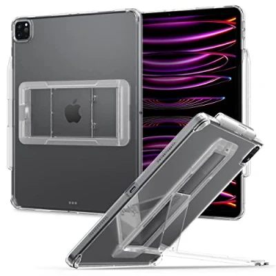 Abbildung von Spigen Airskin Hybrid S Hülle Kompatibel mit iPad Pro 12.9 Zoll Generation 6 2022 5 2021 eingebauten Ständer und Apple Pencil (2. Gen) Halter Transparent
