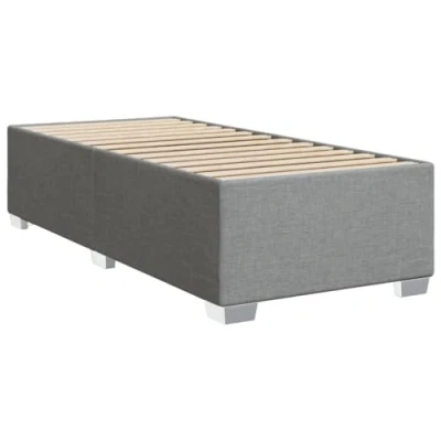 Abbildung von vidaXL Bettgestell, Bett mit Bettfüße Lattenrost, Polsterbett für Schlafzimmer, Einzelbett Bettrahmen, Modern, Hellgrau 90x190cm Stoff