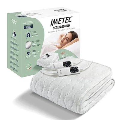 Abbildung von Imetec Adapto Recreo Wärmeunterbett 150 x 160 cm, Schnellheizung, Konstante und individuelle Temperatur, Hypoallergenes, gestepptes, waschbares Gewebe, Made in Italy, Steuerung mit 6 Temperaturen