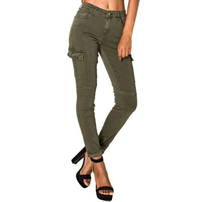 Abbildung von Nina Carter Stoffhose Jogger Denim Cargo Pants Stretch Jeans Hose (1 tlg) 2222 in Dunkelgrün