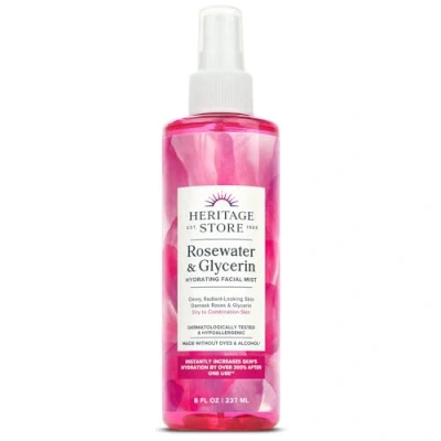 Abbildung von Heritage Store Rosenwasser mit Glycerin, alkoholfrei, 100% rein vegan, vorteilhaft für Haut, Haare und mehr, Gesichtswasser Feuchtigkeitscreme, Nebelspray, 227 ml