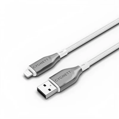 Abbildung von Cygnett Gepanzertes Lightning auf USB A Kabel, Weiß, 2 m