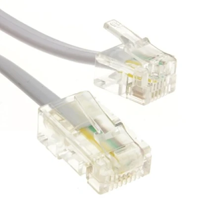 Abbildung von kenable RJ11 Männlich Stecker Zum 4 Draht RJ45 Flach Kabel Anschlusskabel 2 m Weiß [2 Meter/2m]