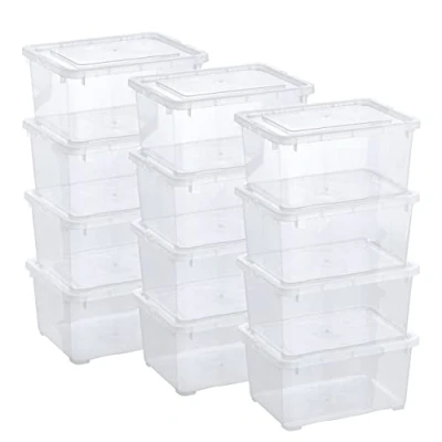 Abbildung von Grizzly Aufbewahrungsbox Kleine Klarsichtboxen mit Deckel, 1,7 L, 12er Set transparent (12 St), Stapelbar, ideale Organizer Boxen Belüftung
