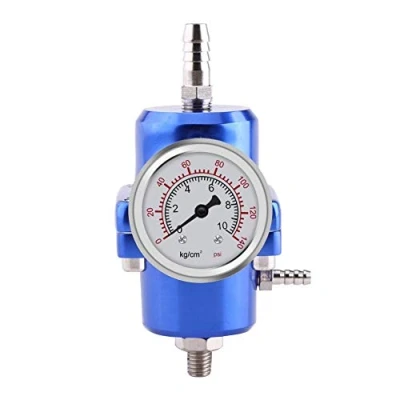 Abbildung von Verstellbarer Benzin Druckregler, Universal Kraftstoffdruckregler, Set mit verstellbarem FPR Kraftstoffdruckregler aus Aluminiumlegierung, Schlauch 0,140 psi (blau)