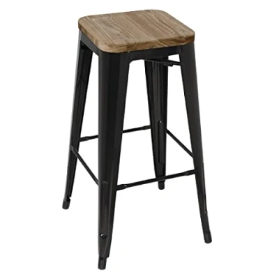Abbildung von Bolero Bistro Hochhocker mit Holzsitzpolster Schwarz (4er Pack)