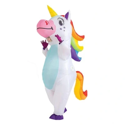 Abbildung von AirSuit® Aufblasbare Verkleidung XXL Einhorn Ungewöhnliches aufblasbares Kostüm Premium Qualität Größe 160 bis 190cm Polyester Angenehm zu tragen Inklusive Aufblassystem OriginalCup®