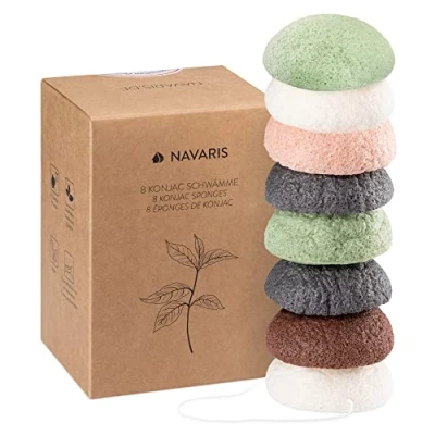 Abbildung von Navaris Duschschwamm Set aus 8 Konjac Gesichtsschwämmen vegan und pH neutral, 1 tlg.