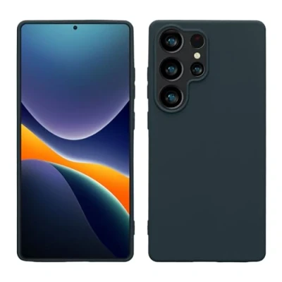 Abbildung von kwmobile Hülle kompatibel mit Samsung Galaxy S25 Ultra weiches TPU Silikon Case Cover geeignet für kabelloses Laden Dunkler Schiefer