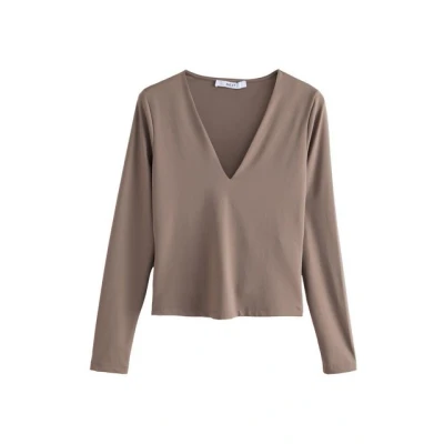 Abbildung von Next Vneck Langarmshirt, Damen, Größe: 40, Mink brown