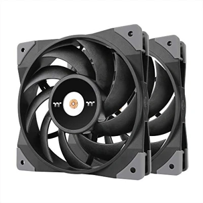 Abbildung von Thermaltake ToughFAN 14 schwarz PWM 500 2000 U min geregelter hoher statischer Druck 140 mm kreisförmiger Kühlventilator mit AntiVibrationsBefestigungssystem Kühlung (2 Lüfterpackung) CLF085PL14BLA