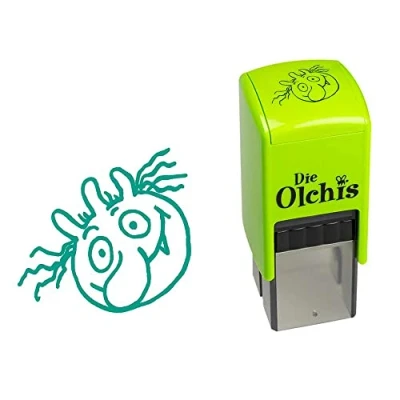Abbildung von Trodat Olchi Junge Stempel für Kinder, Stempelset zum spielerischen Händewaschen 1 Motiv, Sprachneutral, Selbstfärbend, dermatologisch getestet, 20 x mm, Abdruck Grün, inklusive Stempelpass