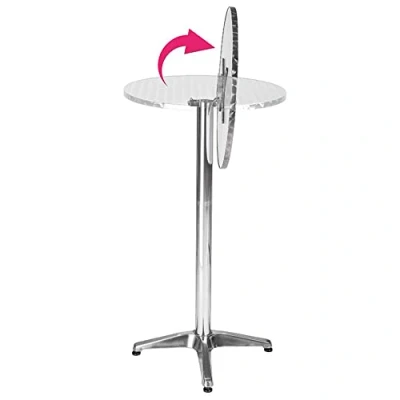 Abbildung von Cannoli 2 In 1 Stehtisch Bistrotisch Edelstahl und Alu, Höhenverstellbarer 70 oder 110 cm, &amp; Outdoor Bartisch Bistro Esszimmer Klappbar Ø 60cm 60 * 70/110cm (rund)