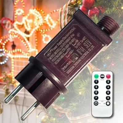 Abbildung von AIFIZO 31V LED Netzteil für Weihnachtsbeleuchtung, IP44 mit Fernbedienung Niederspannungs Adapter, Lichterketten Netzteil, 8 Verschiedene Lichtmodi