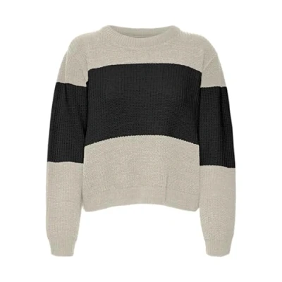 Abbildung von VERO MODA Damen Vmagate Block O Neck Ent Strickpullover, Birch/Detail:w. Black, XS EU